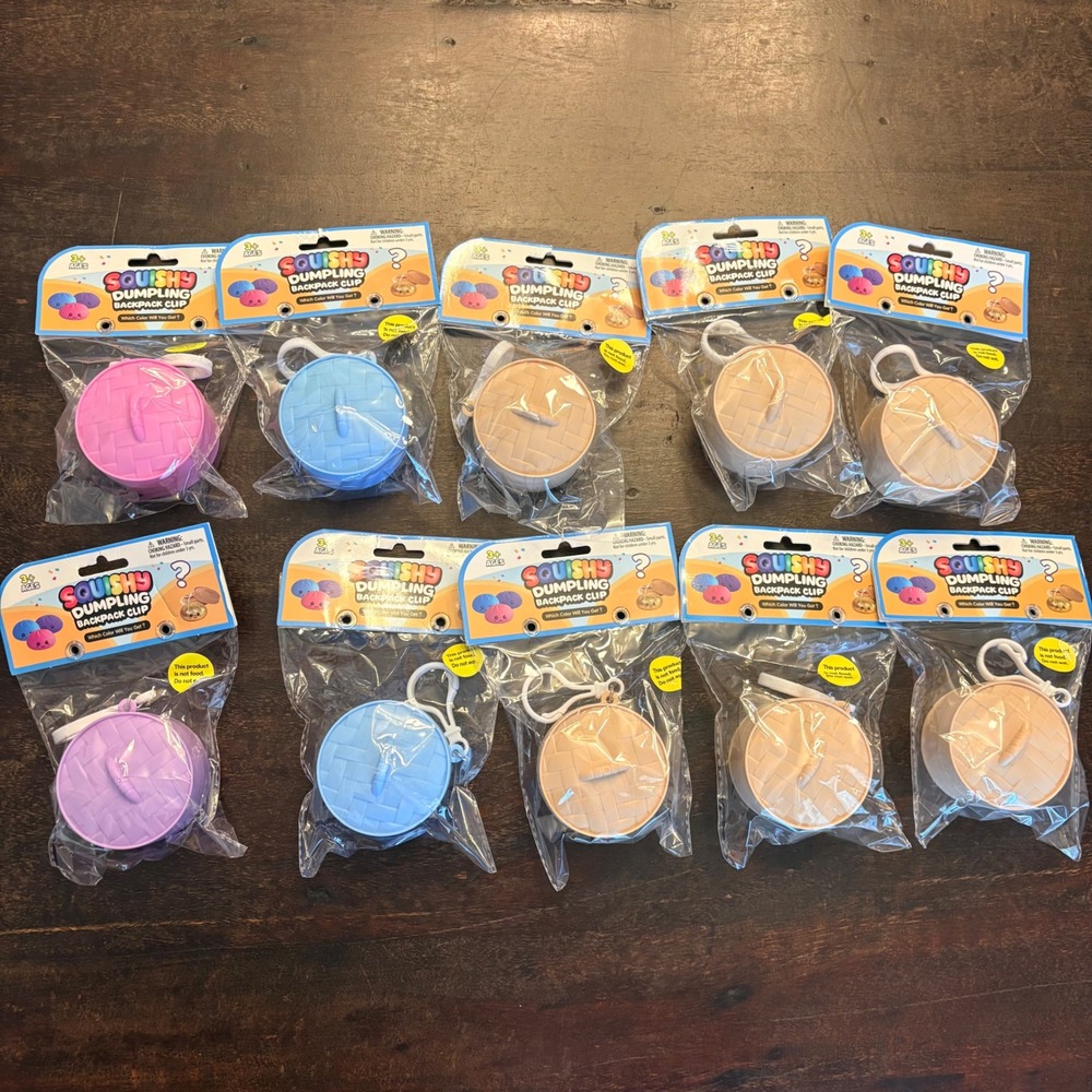 Lot of 10 Squishy Dumpling Backpack Clip Mystery Bag Fidget Toy Bulk NIB